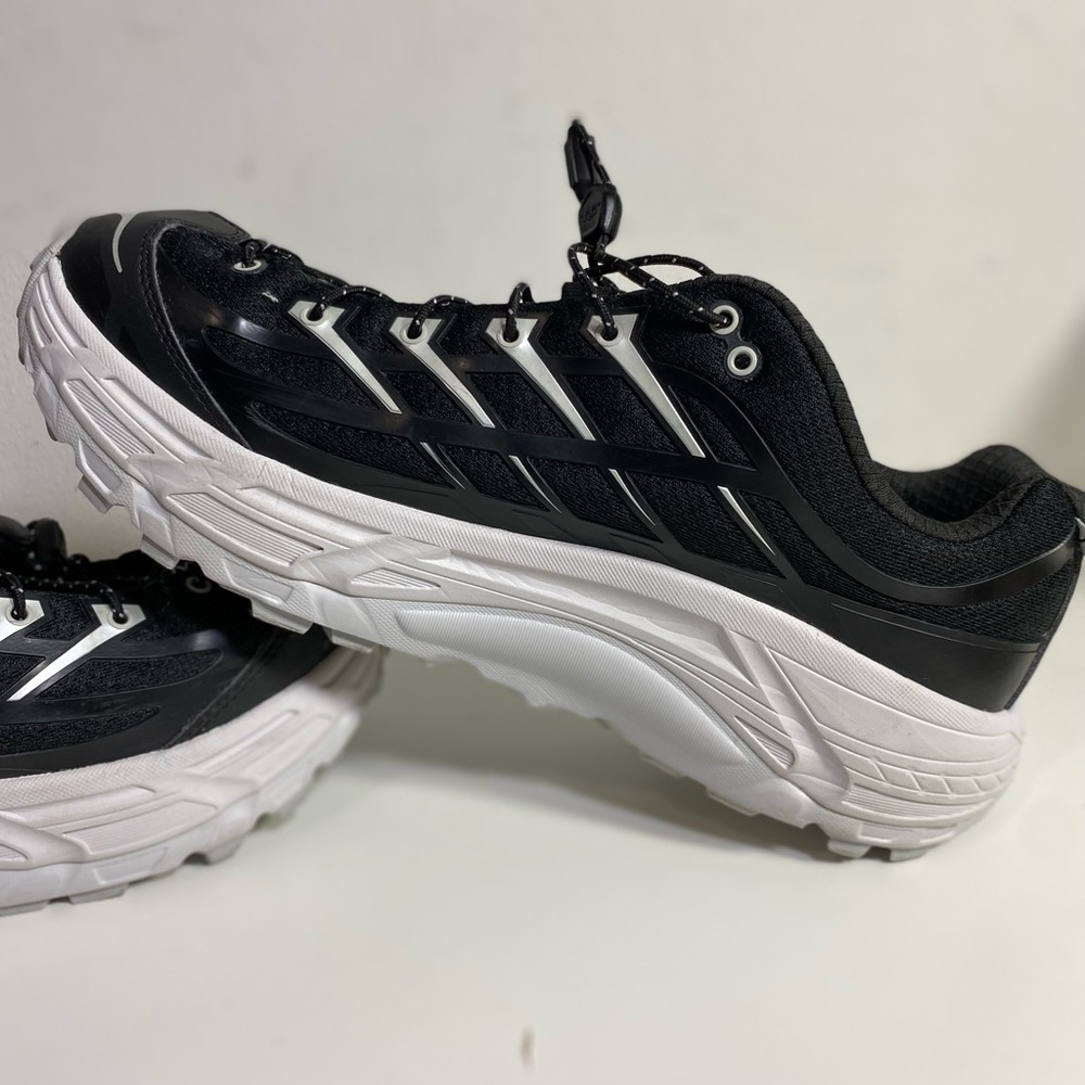 Hoka One One Mafate Three2 in black is a hybrid sneakers size W 12.5  M 11.5